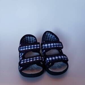 NEW RENBUT SHOES boy's velcro 2-strap sandal in black/white